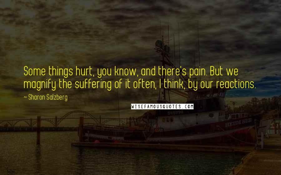 Sharon Salzberg Quotes: Some things hurt, you know, and there's pain. But we magnify the suffering of it often, I think, by our reactions.