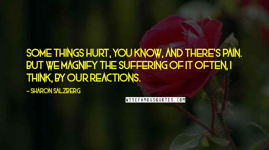 Sharon Salzberg Quotes: Some things hurt, you know, and there's pain. But we magnify the suffering of it often, I think, by our reactions.
