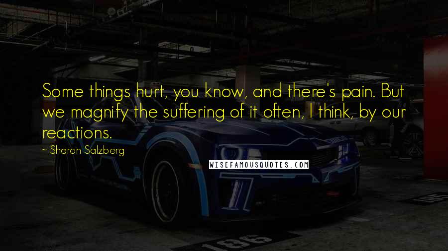 Sharon Salzberg Quotes: Some things hurt, you know, and there's pain. But we magnify the suffering of it often, I think, by our reactions.