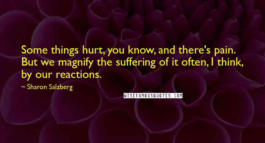 Sharon Salzberg Quotes: Some things hurt, you know, and there's pain. But we magnify the suffering of it often, I think, by our reactions.
