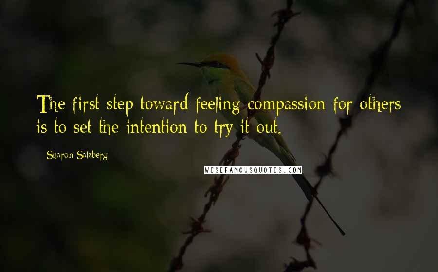 Sharon Salzberg Quotes: The first step toward feeling compassion for others is to set the intention to try it out.