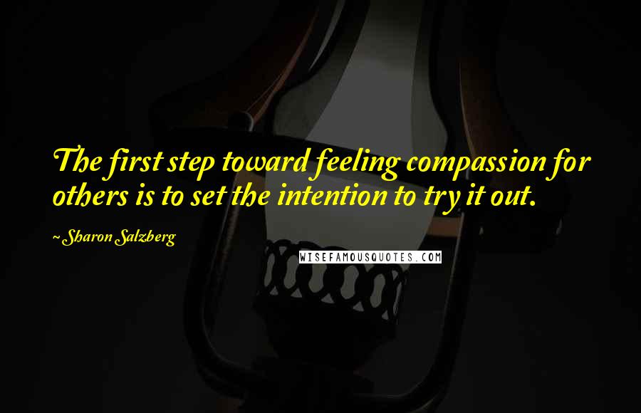 Sharon Salzberg Quotes: The first step toward feeling compassion for others is to set the intention to try it out.
