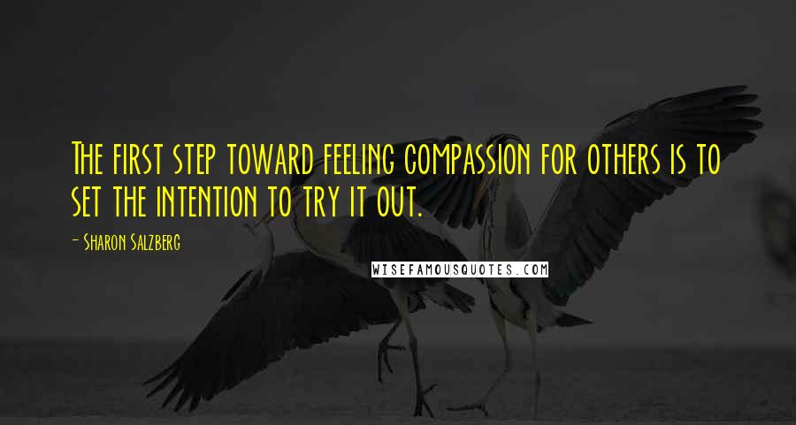 Sharon Salzberg Quotes: The first step toward feeling compassion for others is to set the intention to try it out.