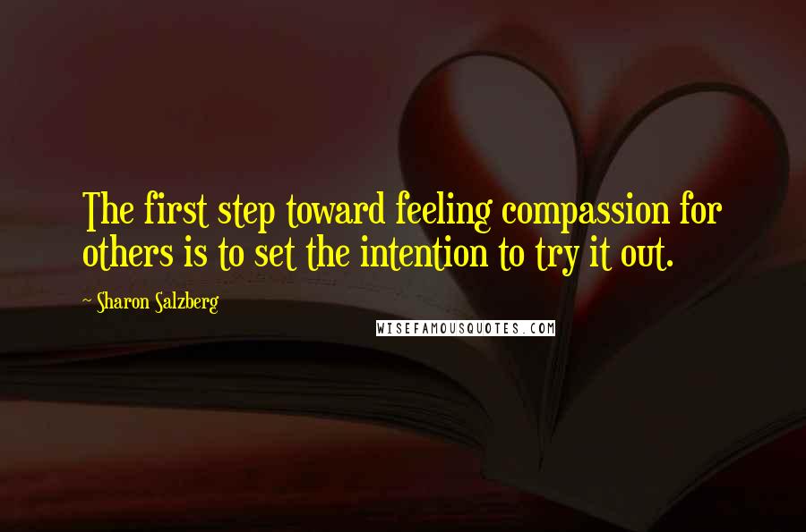 Sharon Salzberg Quotes: The first step toward feeling compassion for others is to set the intention to try it out.