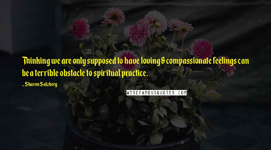 Sharon Salzberg Quotes: Thinking we are only supposed to have loving & compassionate feelings can be a terrible obstacle to spiritual practice.