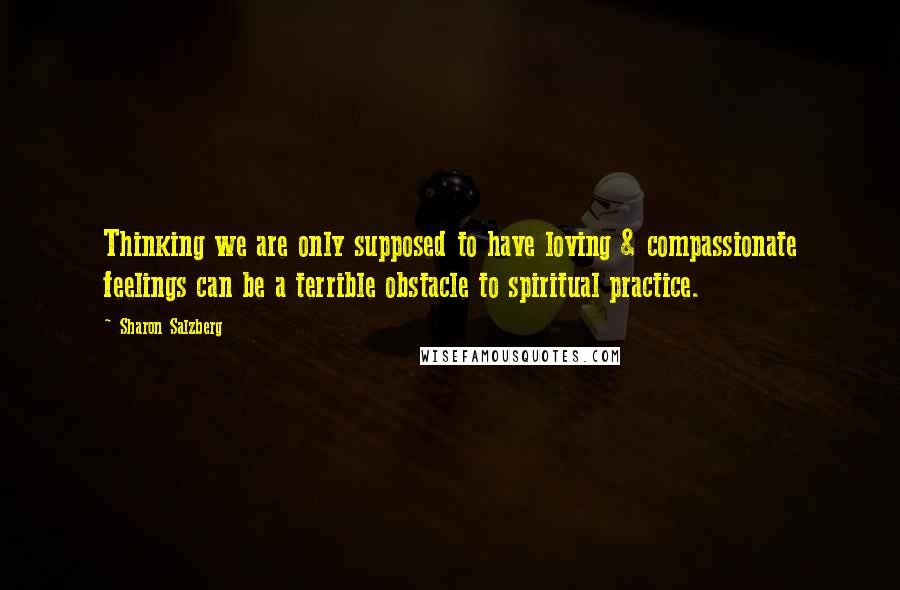 Sharon Salzberg Quotes: Thinking we are only supposed to have loving & compassionate feelings can be a terrible obstacle to spiritual practice.