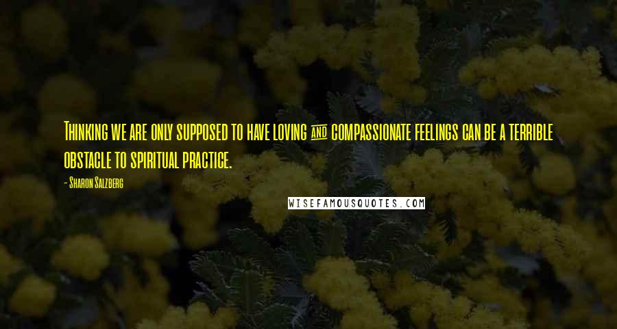 Sharon Salzberg Quotes: Thinking we are only supposed to have loving & compassionate feelings can be a terrible obstacle to spiritual practice.