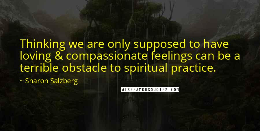 Sharon Salzberg Quotes: Thinking we are only supposed to have loving & compassionate feelings can be a terrible obstacle to spiritual practice.