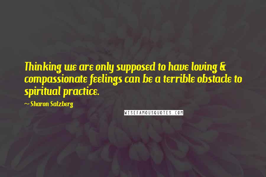 Sharon Salzberg Quotes: Thinking we are only supposed to have loving & compassionate feelings can be a terrible obstacle to spiritual practice.