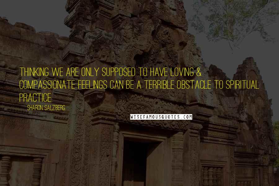 Sharon Salzberg Quotes: Thinking we are only supposed to have loving & compassionate feelings can be a terrible obstacle to spiritual practice.