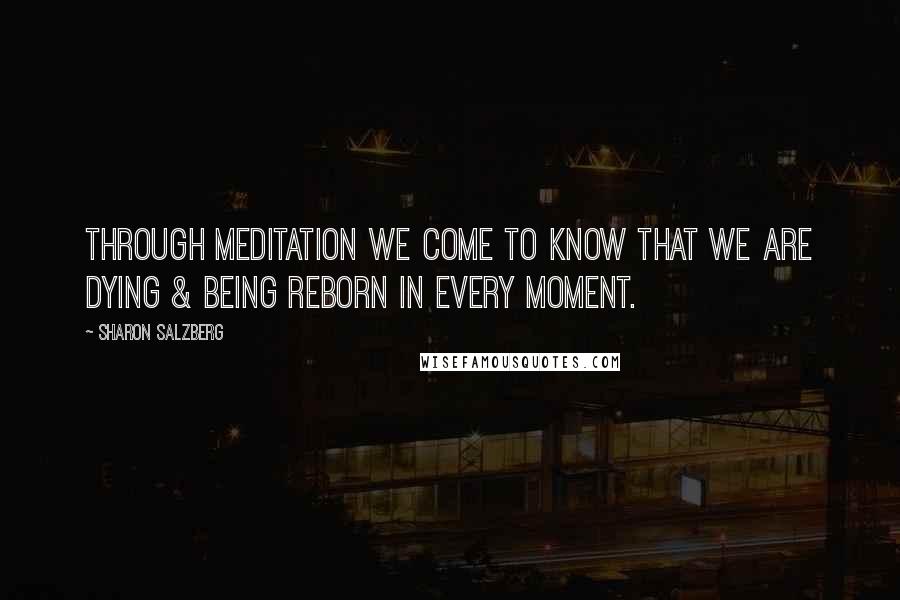 Sharon Salzberg Quotes: Through meditation we come to know that we are dying & being reborn in every moment.