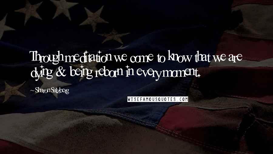 Sharon Salzberg Quotes: Through meditation we come to know that we are dying & being reborn in every moment.