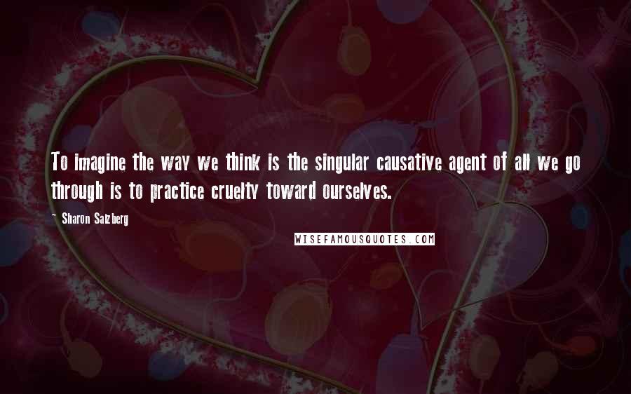 Sharon Salzberg Quotes: To imagine the way we think is the singular causative agent of all we go through is to practice cruelty toward ourselves.