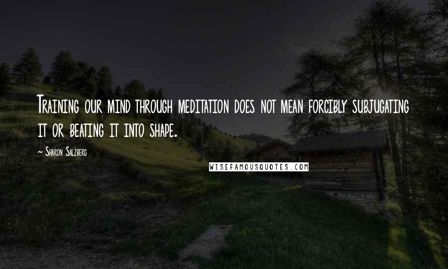 Sharon Salzberg Quotes: Training our mind through meditation does not mean forcibly subjugating it or beating it into shape.