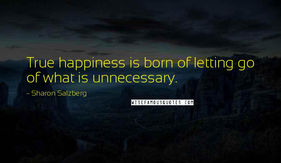 Sharon Salzberg Quotes: True happiness is born of letting go of what is unnecessary.