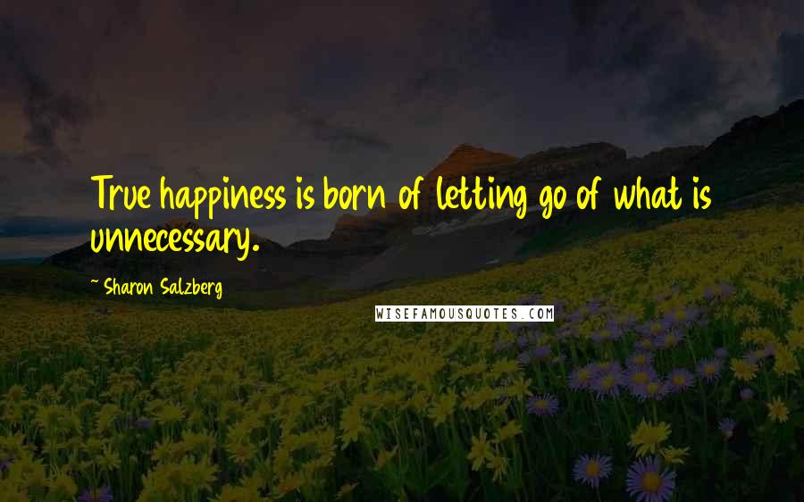 Sharon Salzberg Quotes: True happiness is born of letting go of what is unnecessary.