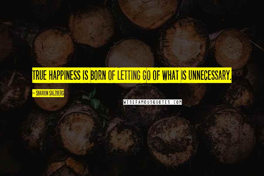 Sharon Salzberg Quotes: True happiness is born of letting go of what is unnecessary.
