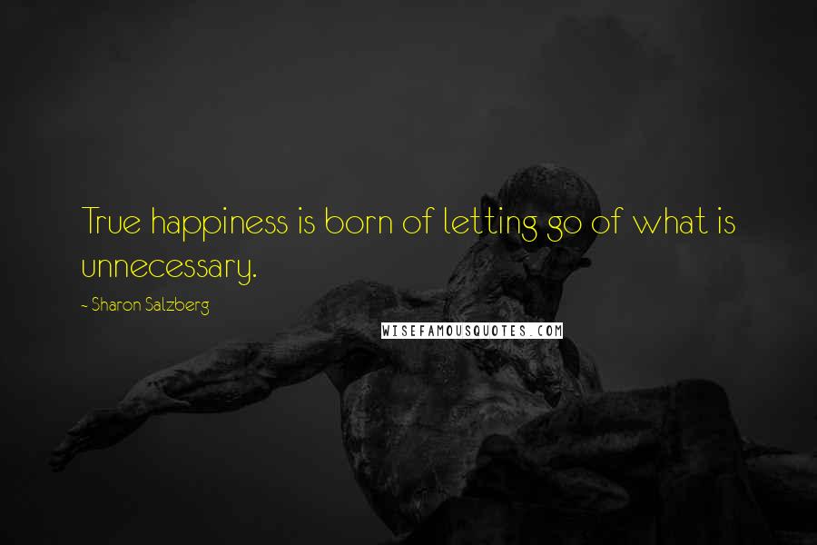 Sharon Salzberg Quotes: True happiness is born of letting go of what is unnecessary.