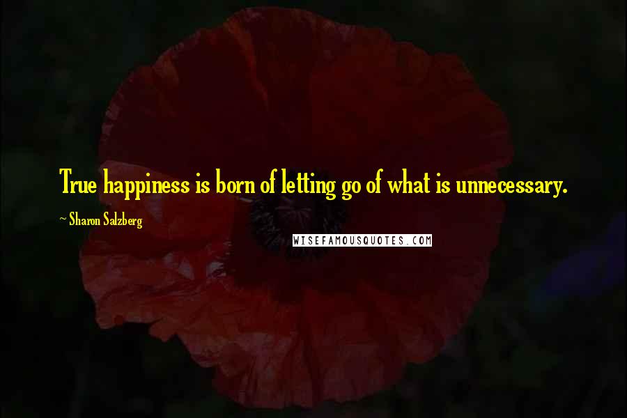 Sharon Salzberg Quotes: True happiness is born of letting go of what is unnecessary.