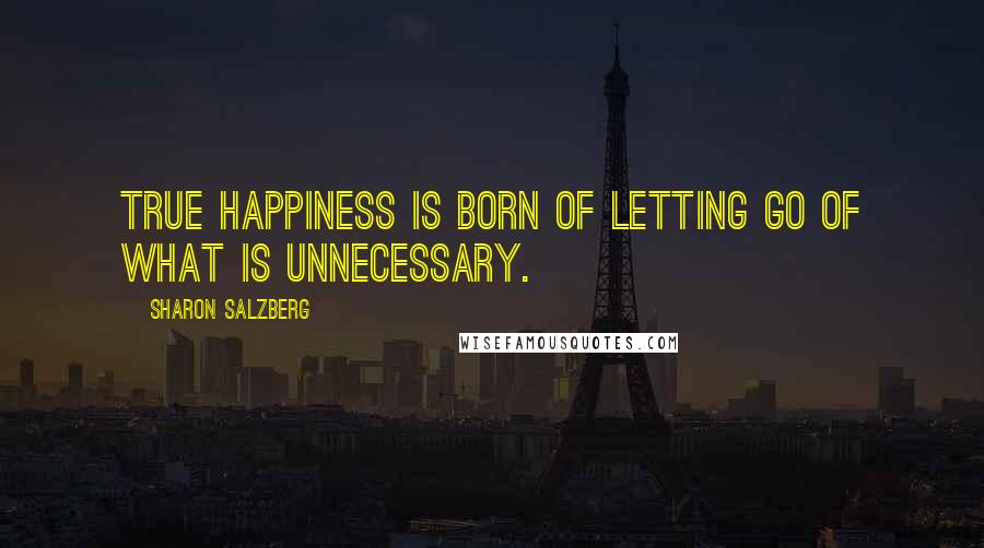 Sharon Salzberg Quotes: True happiness is born of letting go of what is unnecessary.