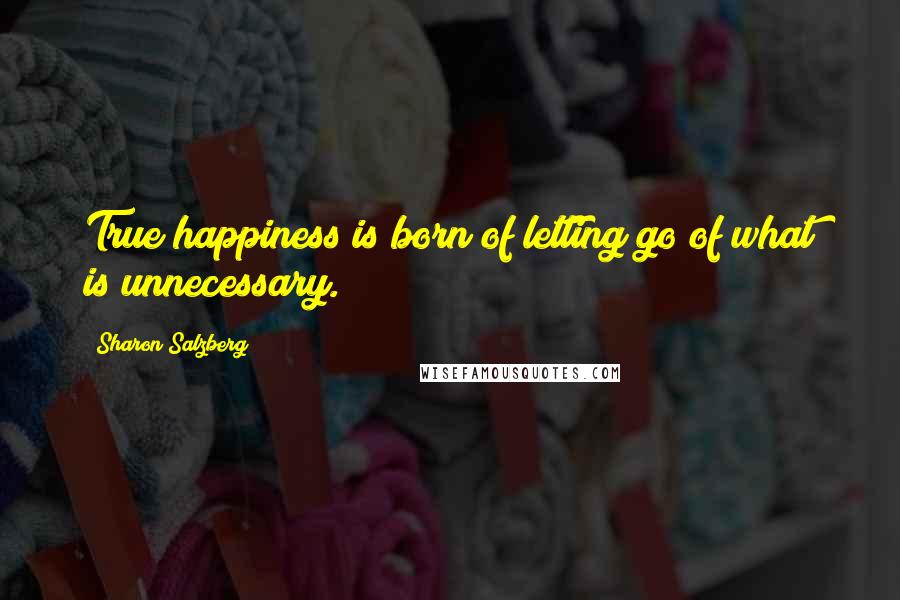 Sharon Salzberg Quotes: True happiness is born of letting go of what is unnecessary.