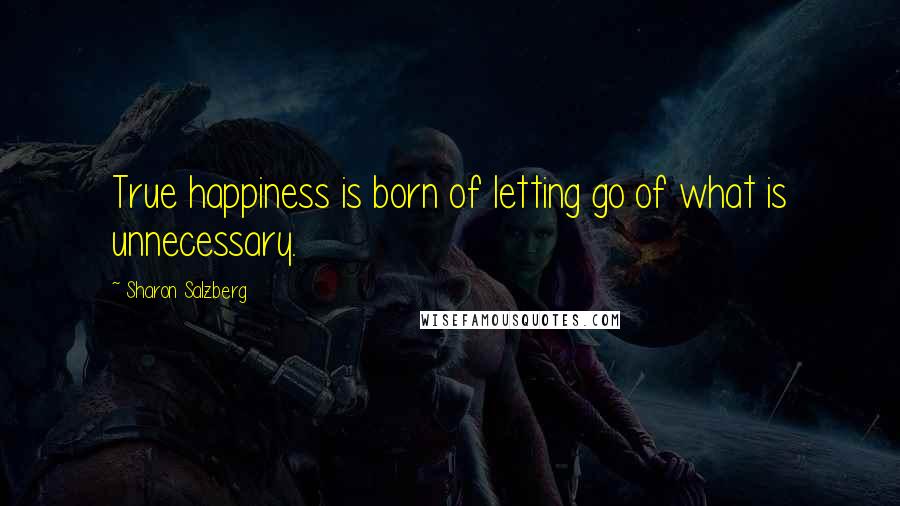 Sharon Salzberg Quotes: True happiness is born of letting go of what is unnecessary.