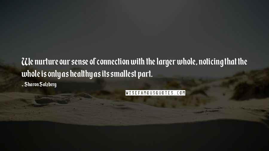 Sharon Salzberg Quotes: We nurture our sense of connection with the larger whole, noticing that the whole is only as healthy as its smallest part.