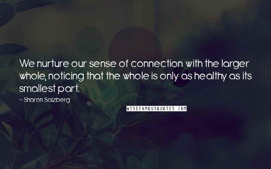 Sharon Salzberg Quotes: We nurture our sense of connection with the larger whole, noticing that the whole is only as healthy as its smallest part.