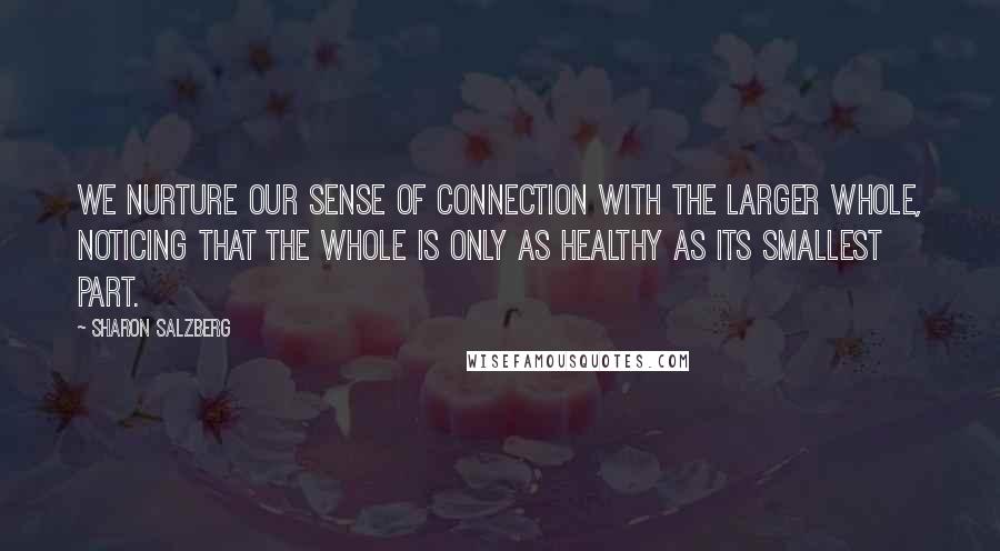 Sharon Salzberg Quotes: We nurture our sense of connection with the larger whole, noticing that the whole is only as healthy as its smallest part.