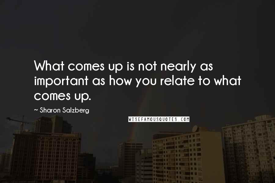 Sharon Salzberg Quotes: What comes up is not nearly as important as how you relate to what comes up.