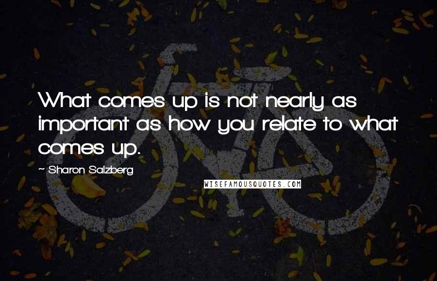 Sharon Salzberg Quotes: What comes up is not nearly as important as how you relate to what comes up.