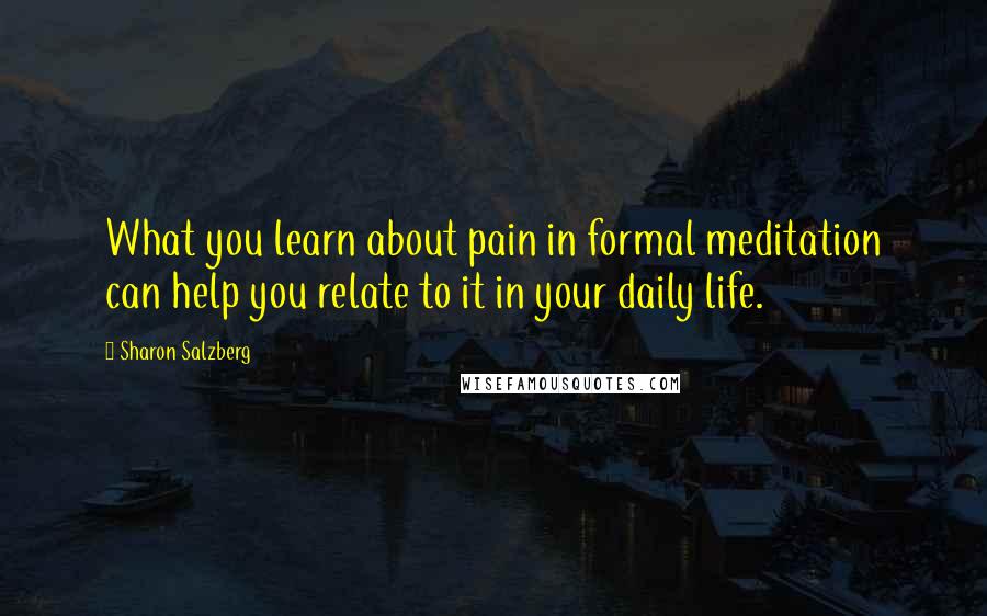 Sharon Salzberg Quotes: What you learn about pain in formal meditation can help you relate to it in your daily life.