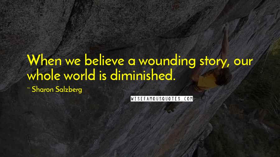 Sharon Salzberg Quotes: When we believe a wounding story, our whole world is diminished.