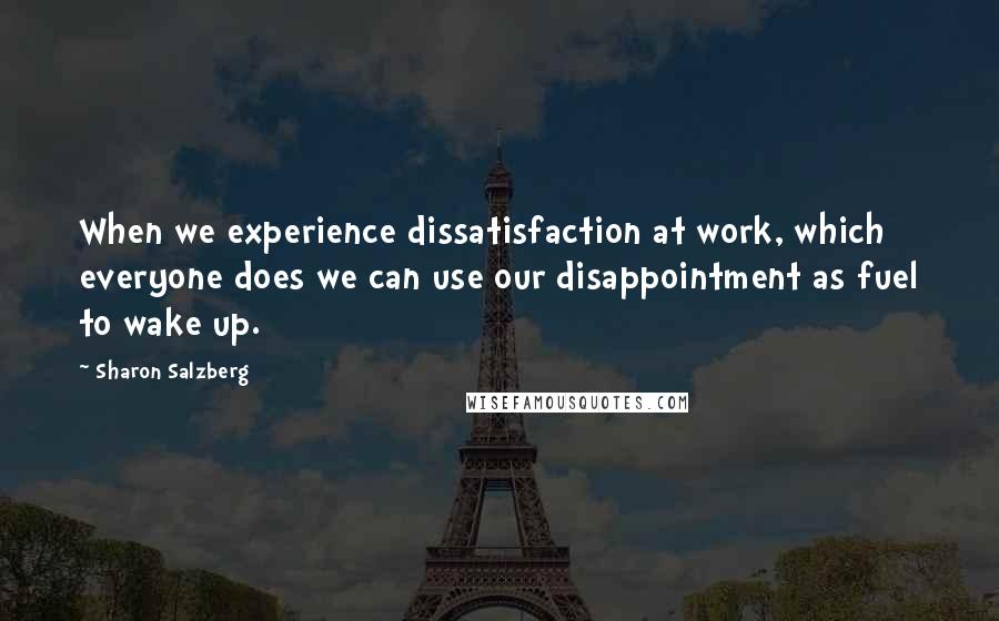 Sharon Salzberg Quotes: When we experience dissatisfaction at work, which everyone does we can use our disappointment as fuel to wake up.
