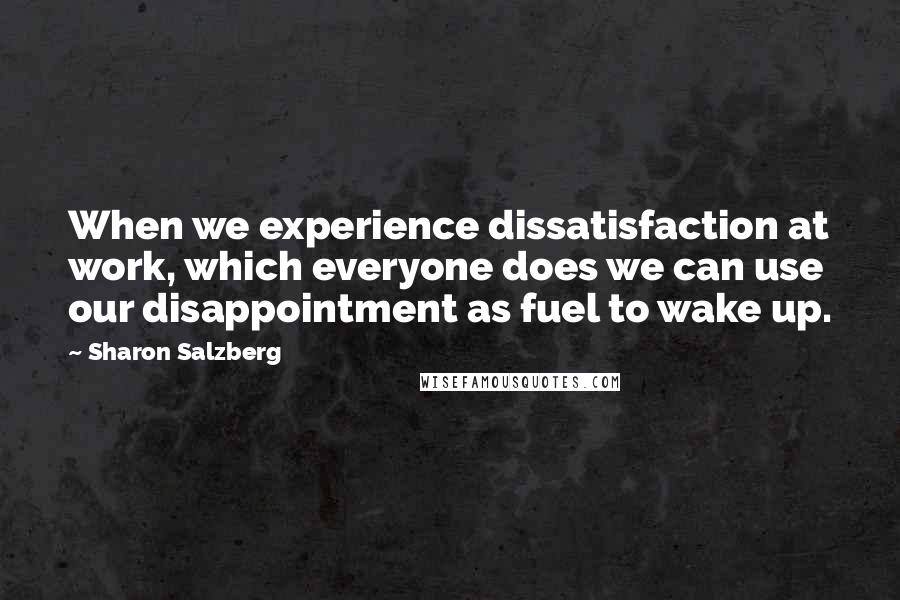 Sharon Salzberg Quotes: When we experience dissatisfaction at work, which everyone does we can use our disappointment as fuel to wake up.