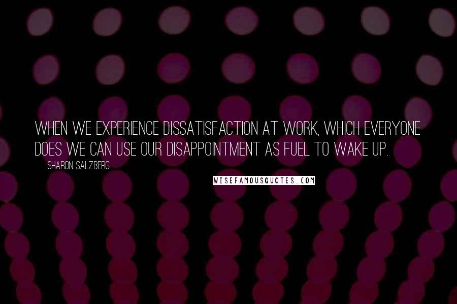 Sharon Salzberg Quotes: When we experience dissatisfaction at work, which everyone does we can use our disappointment as fuel to wake up.