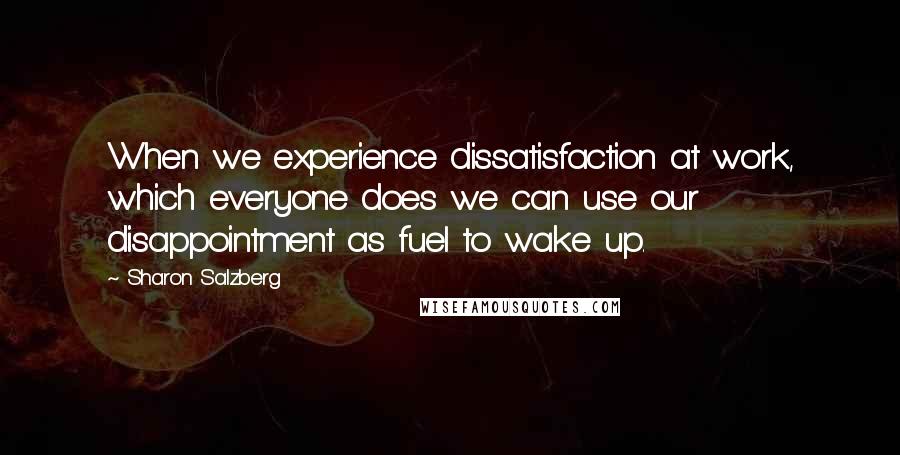 Sharon Salzberg Quotes: When we experience dissatisfaction at work, which everyone does we can use our disappointment as fuel to wake up.