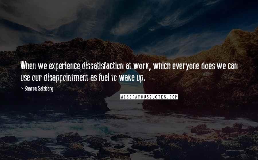 Sharon Salzberg Quotes: When we experience dissatisfaction at work, which everyone does we can use our disappointment as fuel to wake up.
