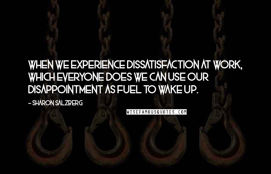 Sharon Salzberg Quotes: When we experience dissatisfaction at work, which everyone does we can use our disappointment as fuel to wake up.