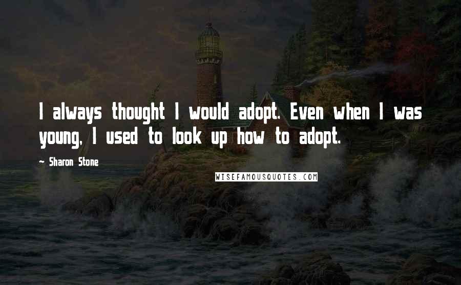 Sharon Stone Quotes: I always thought I would adopt. Even when I was young, I used to look up how to adopt.