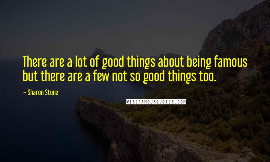 Sharon Stone Quotes: There are a lot of good things about being famous but there are a few not so good things too.