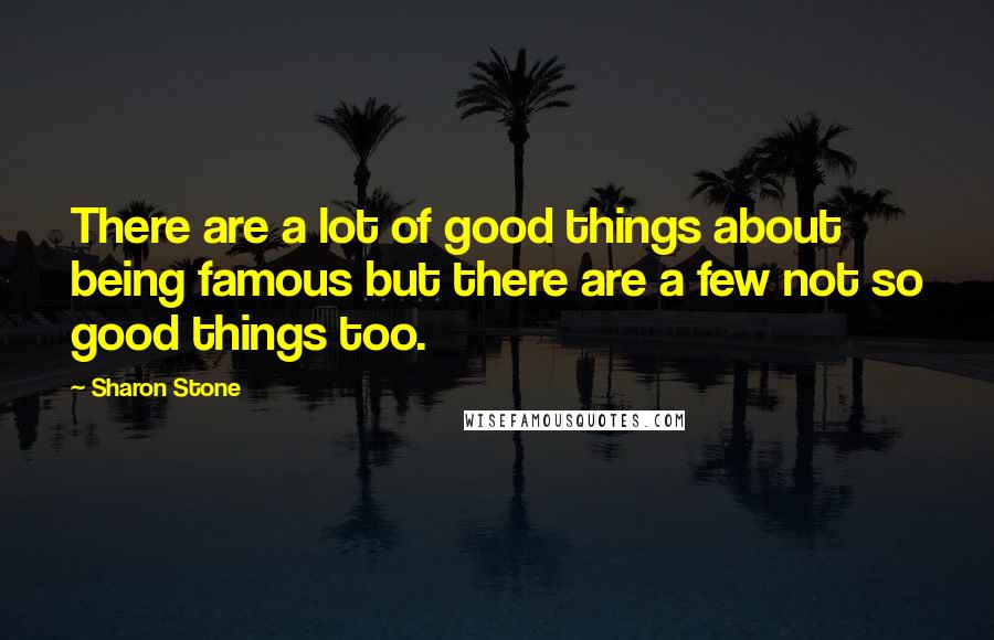 Sharon Stone Quotes: There are a lot of good things about being famous but there are a few not so good things too.
