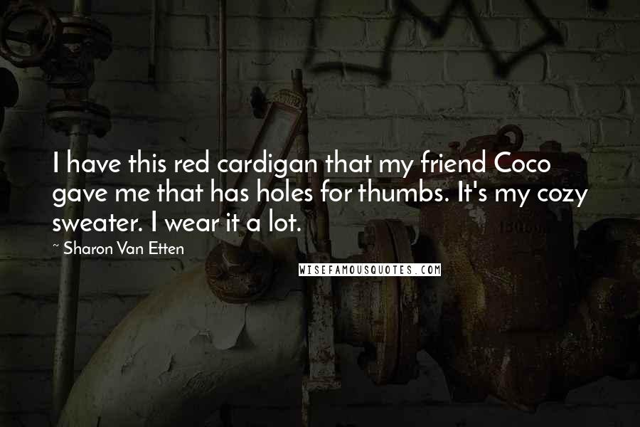 Sharon Van Etten Quotes: I have this red cardigan that my friend Coco gave me that has holes for thumbs. It's my cozy sweater. I wear it a lot.