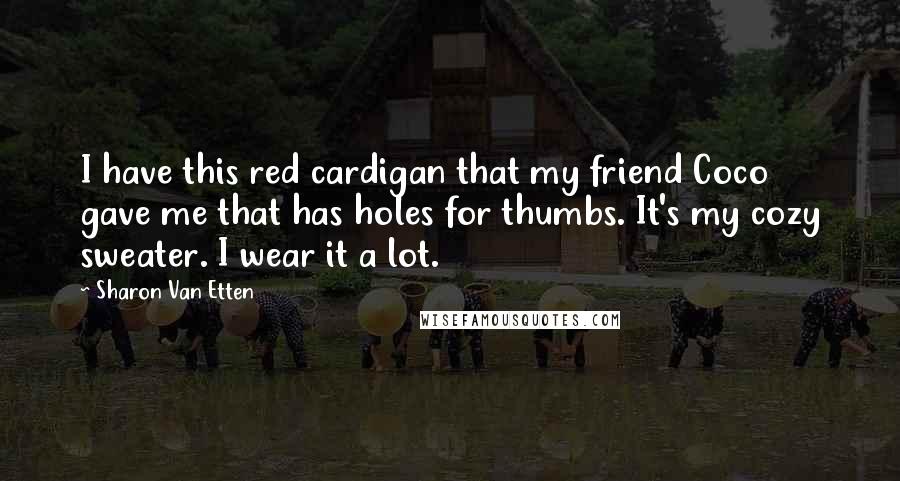 Sharon Van Etten Quotes: I have this red cardigan that my friend Coco gave me that has holes for thumbs. It's my cozy sweater. I wear it a lot.