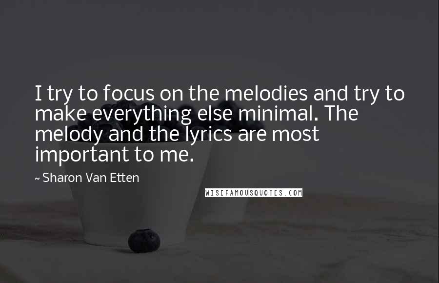 Sharon Van Etten Quotes: I try to focus on the melodies and try to make everything else minimal. The melody and the lyrics are most important to me.