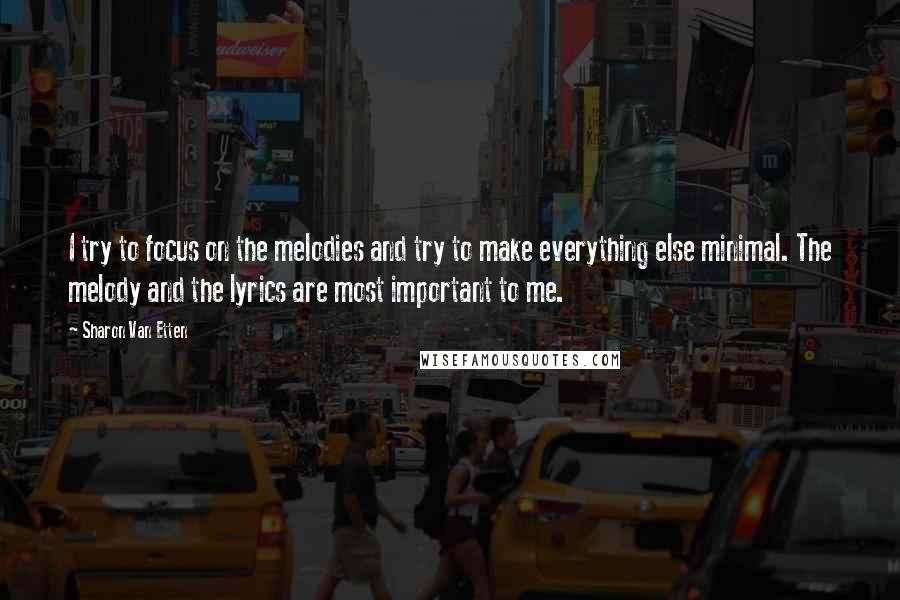 Sharon Van Etten Quotes: I try to focus on the melodies and try to make everything else minimal. The melody and the lyrics are most important to me.