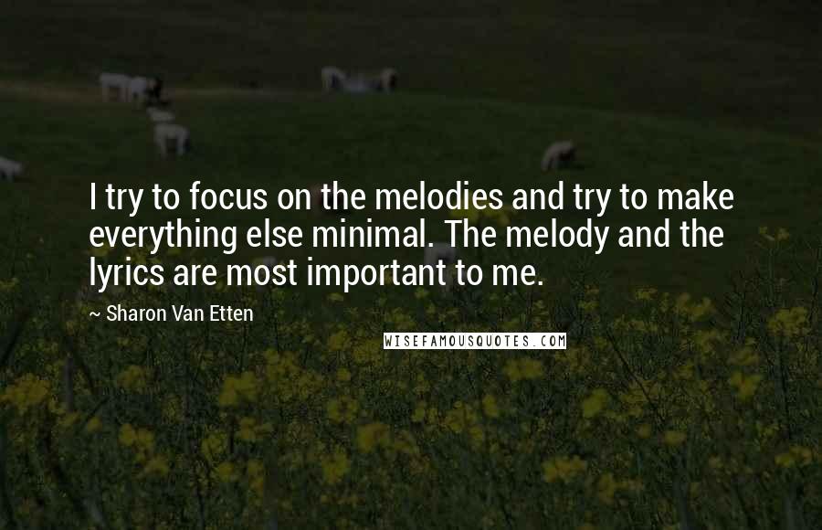 Sharon Van Etten Quotes: I try to focus on the melodies and try to make everything else minimal. The melody and the lyrics are most important to me.