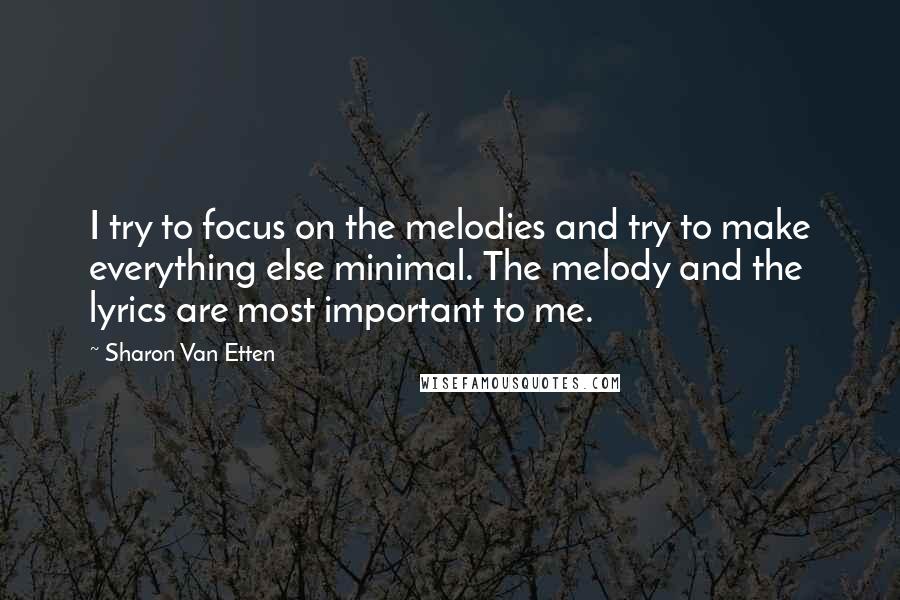 Sharon Van Etten Quotes: I try to focus on the melodies and try to make everything else minimal. The melody and the lyrics are most important to me.