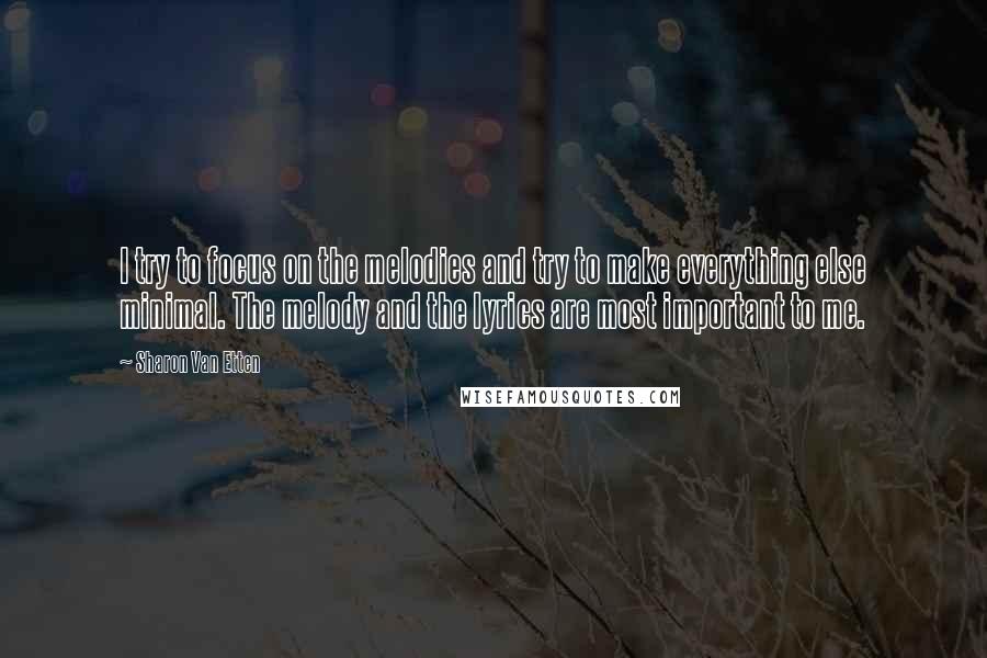 Sharon Van Etten Quotes: I try to focus on the melodies and try to make everything else minimal. The melody and the lyrics are most important to me.