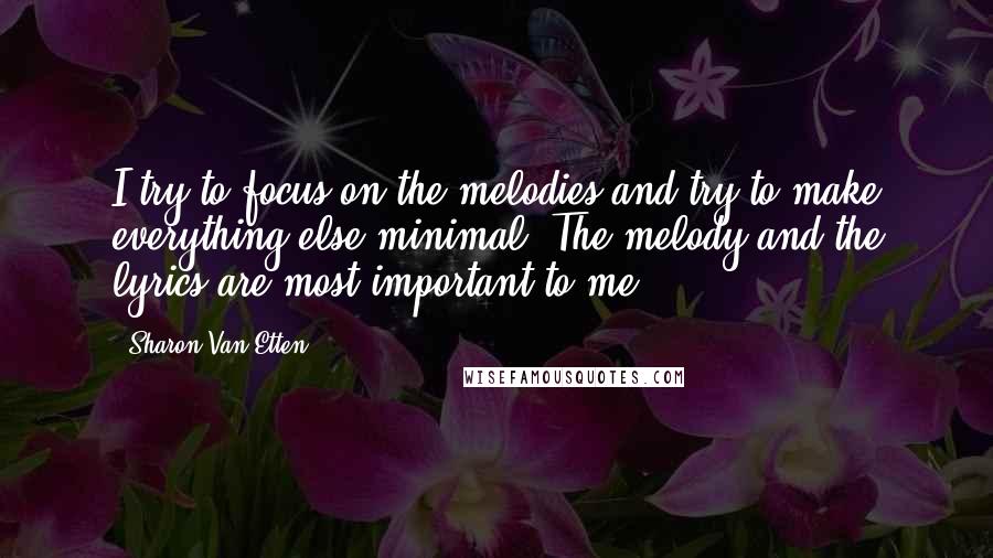 Sharon Van Etten Quotes: I try to focus on the melodies and try to make everything else minimal. The melody and the lyrics are most important to me.